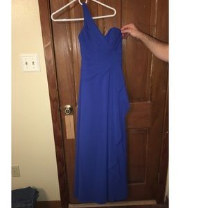 Floor length, cobalt blue dress